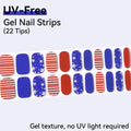 American Flag Style - UV FREE Gel Nail Strips 22 Tips - No-Lamp Required