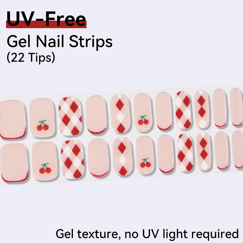Red Romance Series - UV FREE Gel Nail Strips 22 Tips - No-Lamp Required