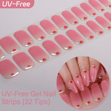 Grade Ombre & Glitter Collection - UV FREE Gel Nail Strips 22 Tips - No Lamp Required