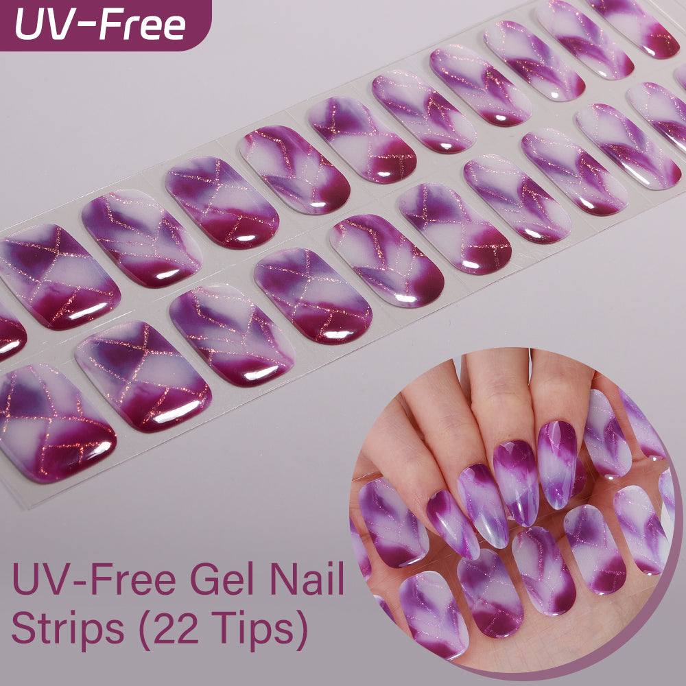 Marble, Tortoise & Smudge Collection - UV FREE Gel Nail Strips 22 Tips | No Lamp Required