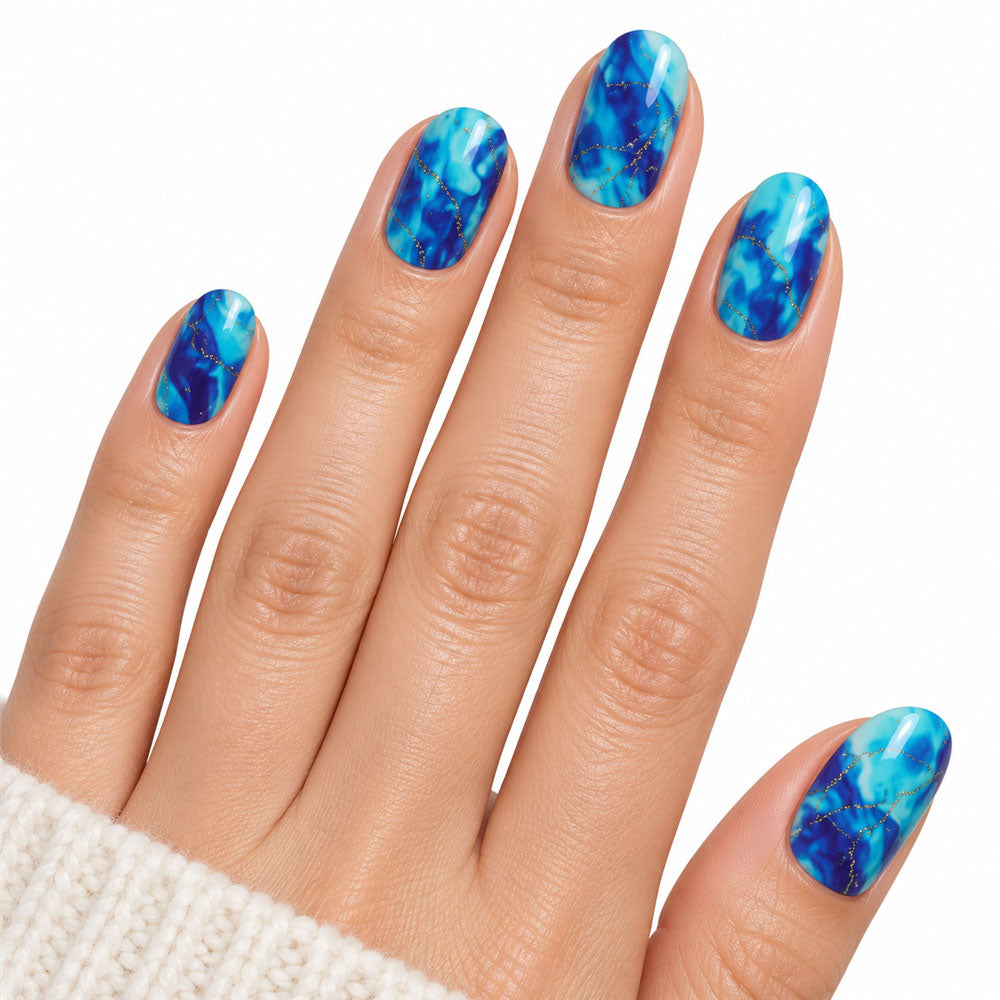 Ocean Veins UV-Free Gel Nail Strips – 22 Strips