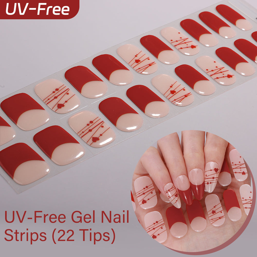 Chic French Tip Collection - UV FREE Gel Nail Strips 22 Tips - No-Lamp Required