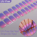 Grade Ombre & Glitter Collection - UV FREE Gel Nail Strips 22 Tips - No Lamp Required