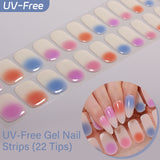 Grade Ombre & Glitter Collection - UV FREE Gel Nail Strips 22 Tips - No Lamp Required