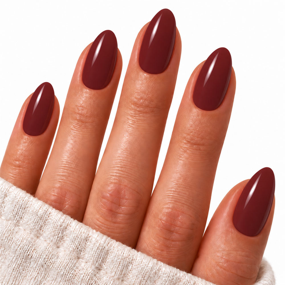 Classic Burgundy UV-Free Gel Nail Strips – 16 Strips