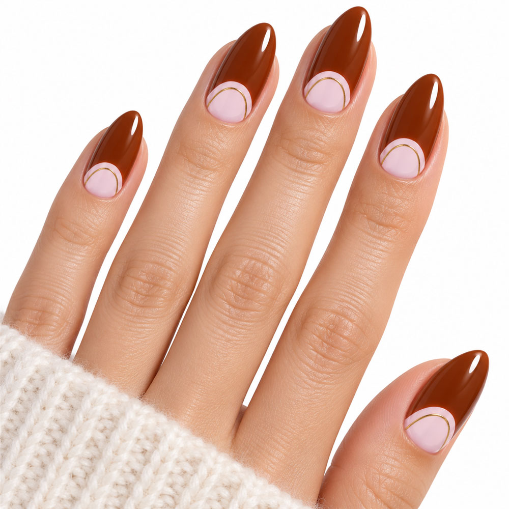 Chestnut Crescent UV-Free Gel Nail Strips – 16 Strips