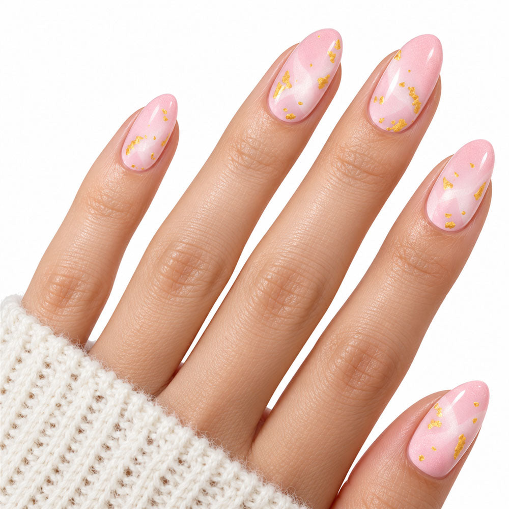 Gilded Blush UV-Free Gel Nail Strips – 16 Strips