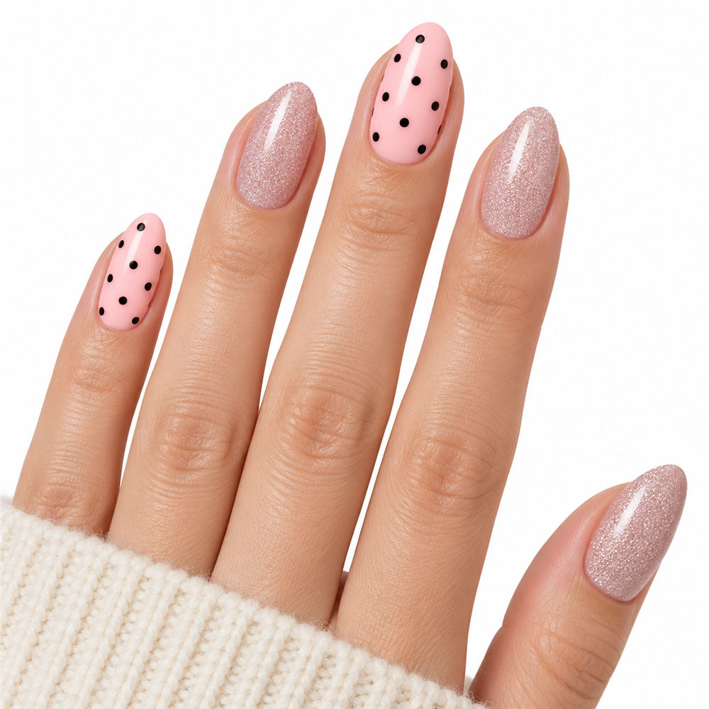 Pink Dot Charm UV-Free Gel Nail Strips – 16 Strips