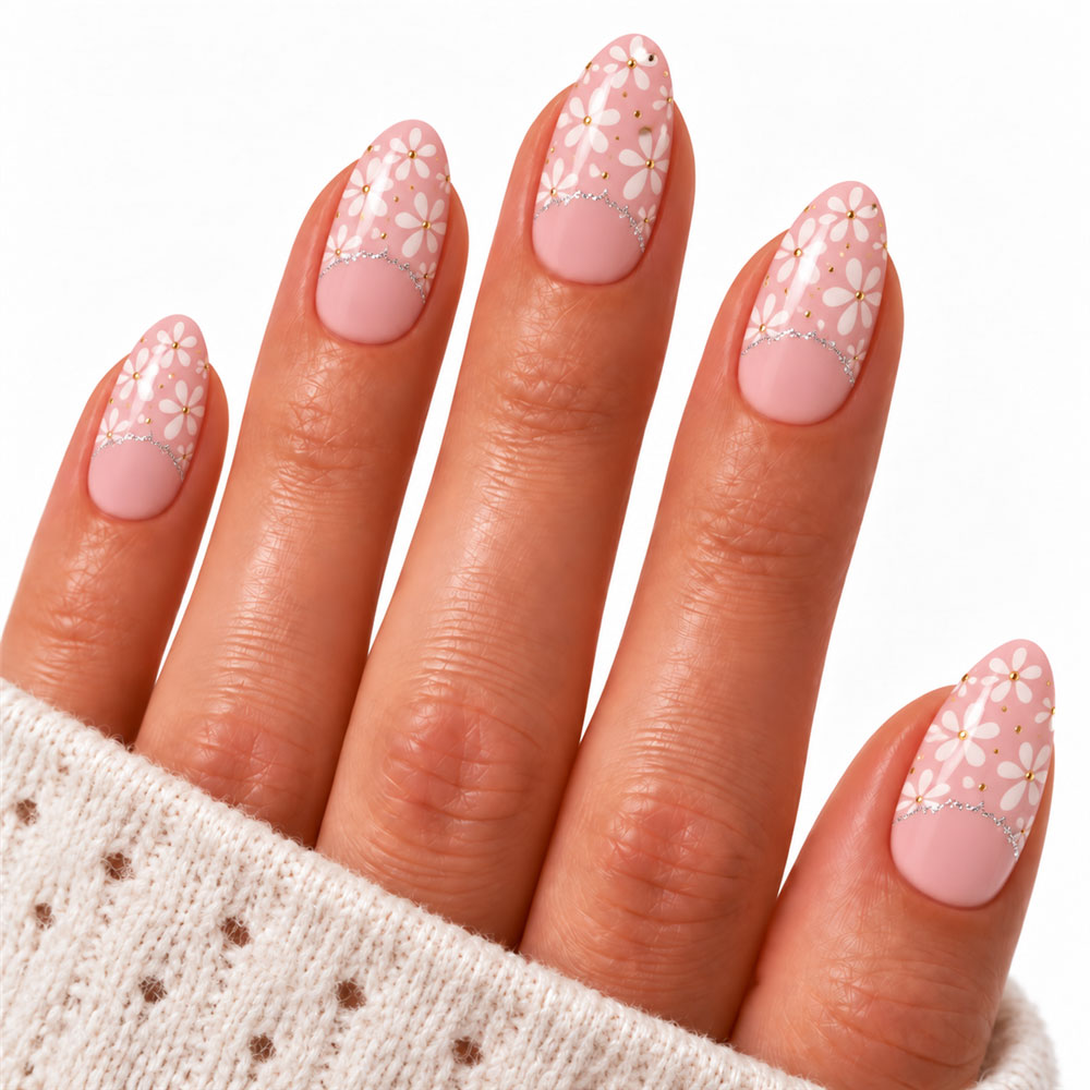 Blush Daisy UV-Free Gel Nail Strips – 16 Strips