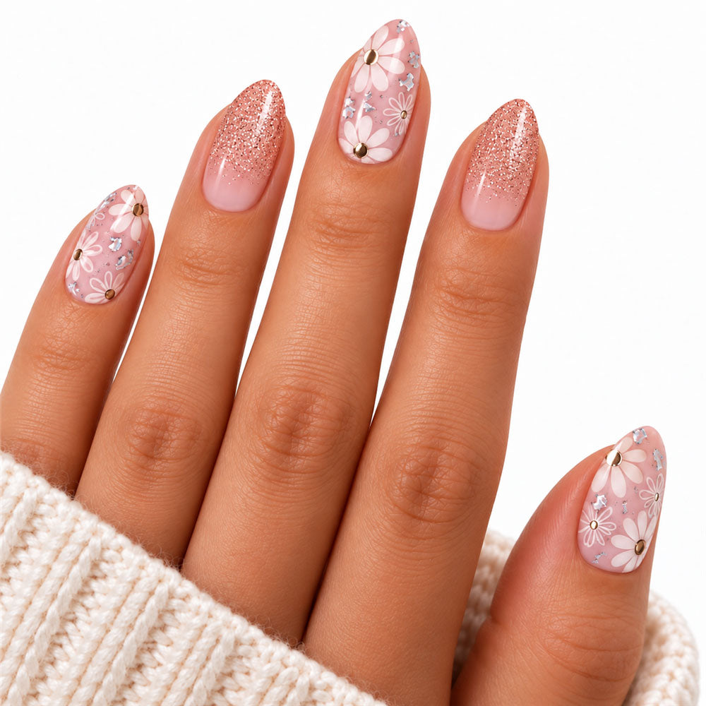 Daisy Shimmer UV-Free Gel Nail Strips – 16 Strips