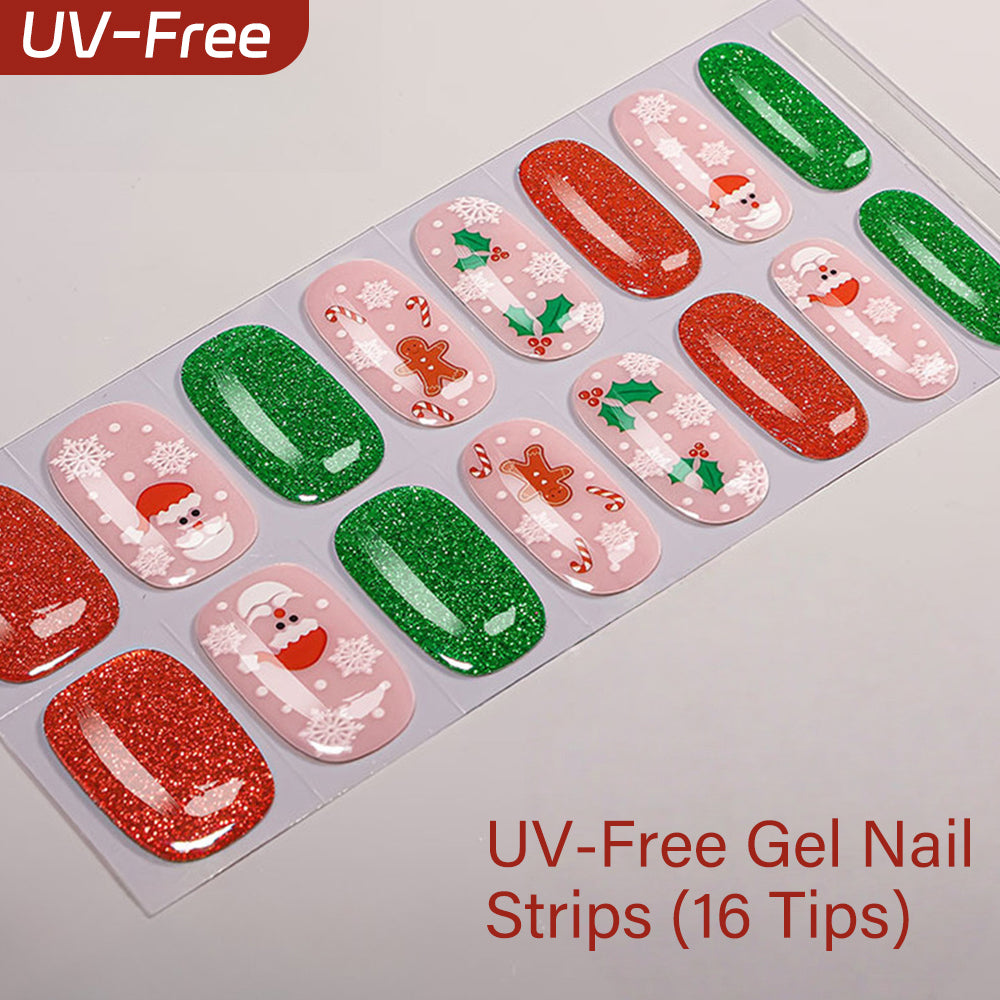 Christmas Edition-UV FREE Gel Nail Strips 16 Tips | No UV Lamp Required