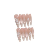 Long Slim Cat Magnetic Red Guava Brown Nude Aurora Handmade Press On Nails With Nail Gems Detachable False Nail