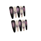 Long Slim Cat Magnetic Red Guava Brown Nude Aurora Handmade Press On Nails With Nail Gems Detachable False Nail