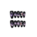 Gradient Black Purple Moonlight Cat Magnetic Tropical Flowers Handmade Press On Nails Medium Oval Full Cover False Nails