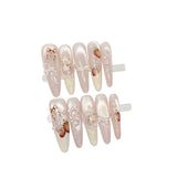 Long Slim Cat Magnetic Red Guava Brown Nude Aurora Handmade Press On Nails With Nail Gems Detachable False Nail