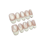 White Colorful French Design Cat Magnetic Handmade Press On Nails Short Oval Full Cover False Nails