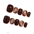 Short Square & Round Handmade Press On Nails Detachable False Nails-Caramel Colour