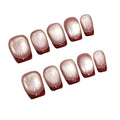 Ultra Short Coffin Handmade Press On Nails Detachable False Nails-New Year Red Series