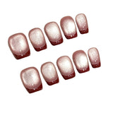 Ultra Short Coffin Handmade Press On Nails Detachable False Nails-New Year Red Series