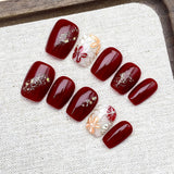 Artisan 3D Floral Press-on Nails | Short Coffin (Ballerina) Shape | Chrome, Cat-Eye & Aurora Collection