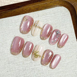Artisan Cat-Eye & Chrome Press-on Nails | Short Oval Collection