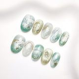 Artisan Cat-Eye & Chrome Press-on Nails | Short Oval Collection