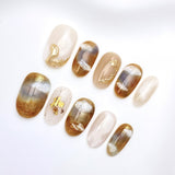 Artisan Cat-Eye & Chrome Press-on Nails | Short Oval Collection