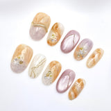 Artisan Cat-Eye & Chrome Press-on Nails | Short Oval Collection