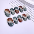 Modern Muse Abstract & Metallic Press-on Nails | Short Oval "Old Money" Collection