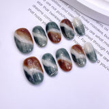 Modern Muse Abstract & Metallic Press-on Nails | Short Oval "Old Money" Collection