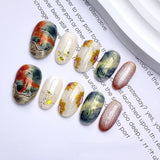 Modern Muse Abstract & Metallic Press-on Nails | Short Oval "Old Money" Collection