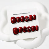 Handmade Ruby Red Magnetic Cat Eye Press On Nails | Luxury 3D Gemstone Custom Reusable Fake Nails