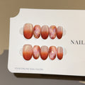 Handcrafted Shimmering Cat Eye Press-On Nails | Cute & Elegant Short Oval Fake Nails