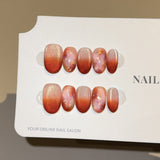 Handcrafted Shimmering Cat Eye Press-On Nails | Cute & Elegant Short Oval Fake Nails