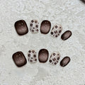 Short Squoval Handmade Press On Nails Collection | Cute Dog, Brown Leopard Cat-Eye, Vintage Star & Celestial Gel Nails