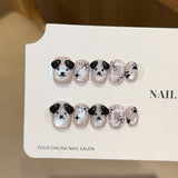 Short Squoval Handmade Press On Nails Collection | Cute Dog, Brown Leopard Cat-Eye, Vintage Star & Celestial Gel Nails