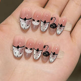 Handcrafted Medium Oval Press On Nails | Cat Eye & French Art Collection