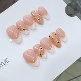 Handcrafted 3D Floral & Cat-Eye Press-On Nails | Short Almond Reusable Fake Nails