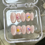 Handcrafted Shimmering Cat Eye Press-On Nails | Cute & Elegant Short Oval Fake Nails