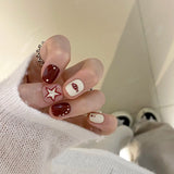 Short Squoval Handmade Press On Nails Collection | Cute Dog, Brown Leopard Cat-Eye, Vintage Star & Celestial Gel Nails