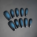 Gradient Blue Purple Medium Coffin Punk Dark Black Gothic Handmade Press On Nails Spice Girl Detachable False Nails