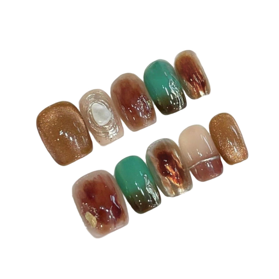 Ultra Short Coffin Handmade Press On Nails Detachable False Nails-Autumn Winter Series