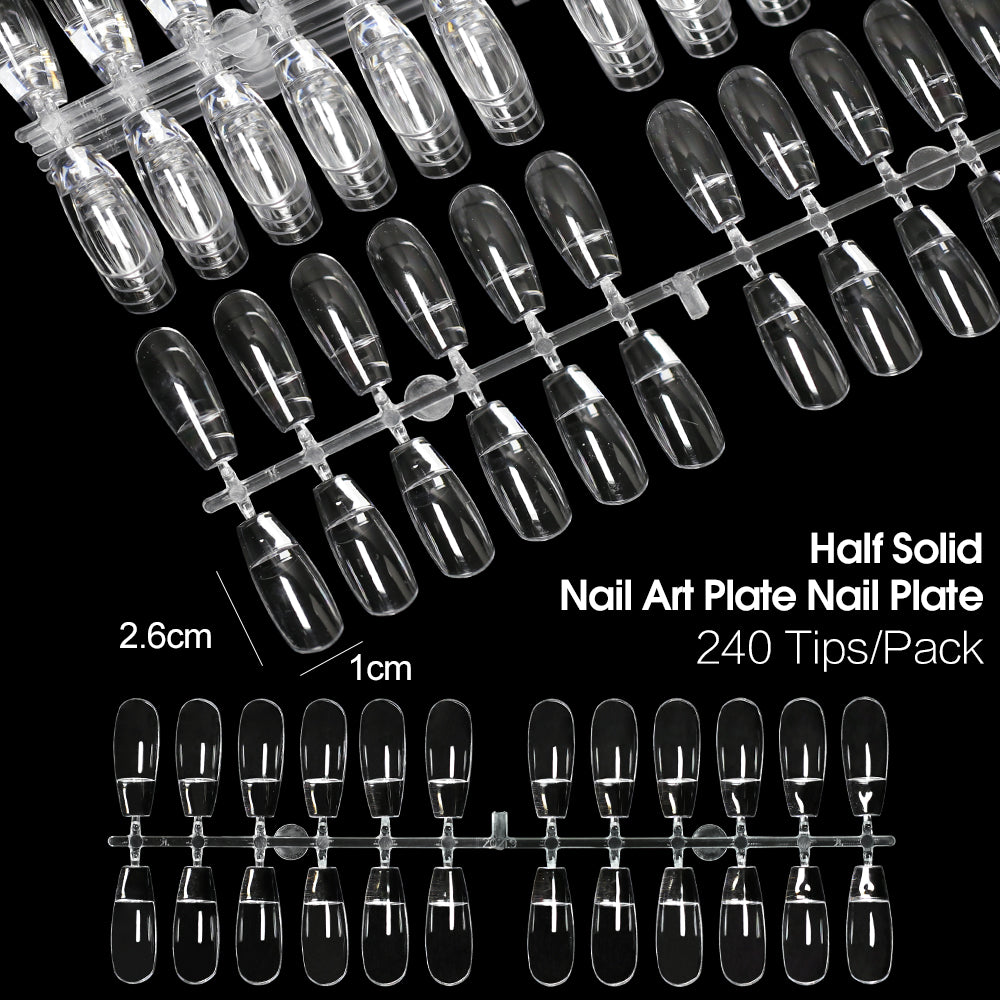 240tips/bag Fully Transparent Acrylic Nails Set Press on Nails Tips Almond Shape Nail Extension Practice Manicure Tool