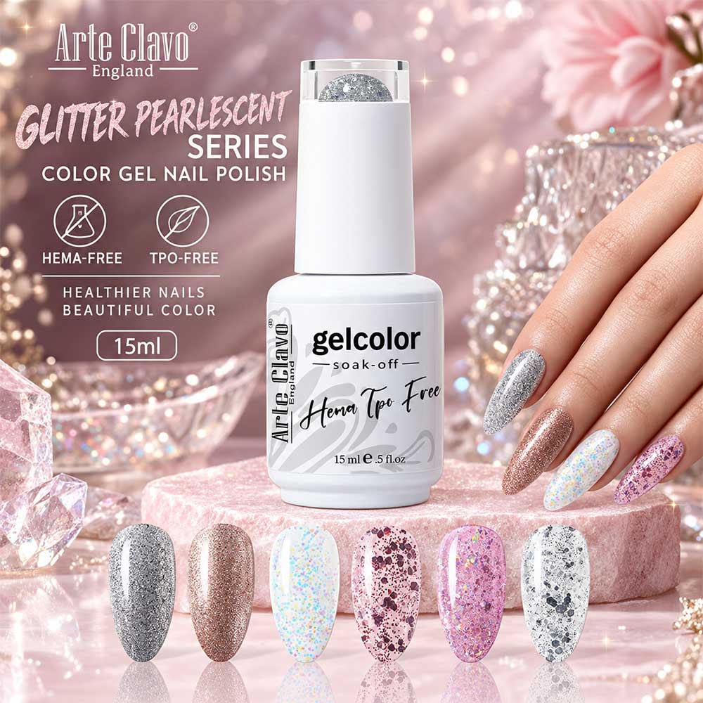 HEMA-Free & TPO-Free Glitter & Pearlescent Gel Nail Polish
