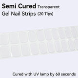 Solid Color-Semi-cured Gel Nail Strips 20 Tips  | Requires UV Lamp