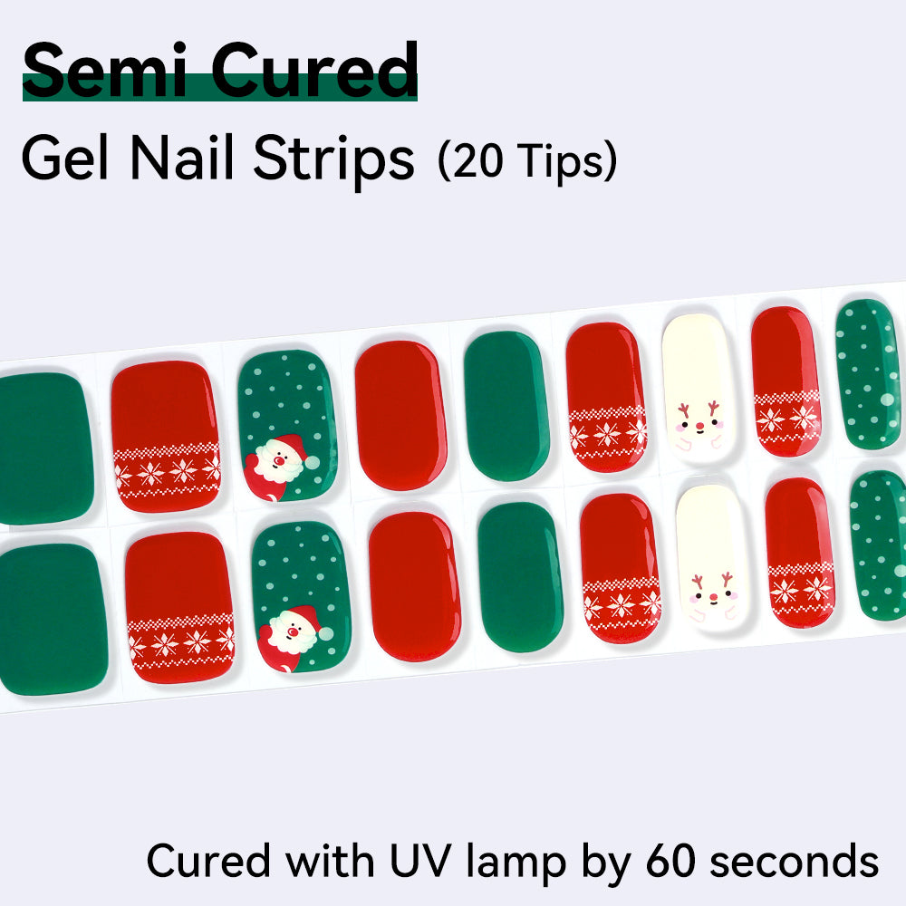 Christmas Design-Semi-cured Gel Nail Strips 20 Tips