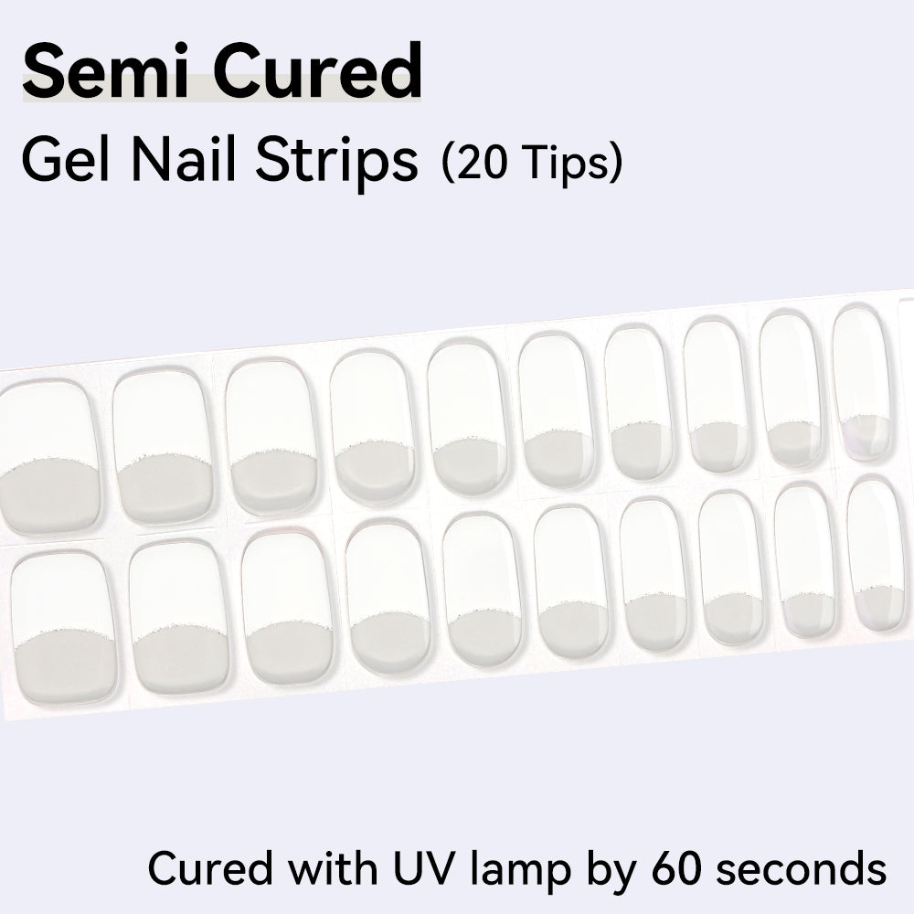French Design-Semi-cured Gel Nail Strips 20 Tips