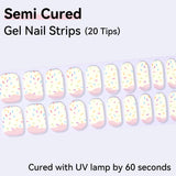 Dreamy Ombre, Sweet Sprinkles & Heart Collection-Semi-cured Gel Nail Strips 20 Tips | Requires UV Lamp