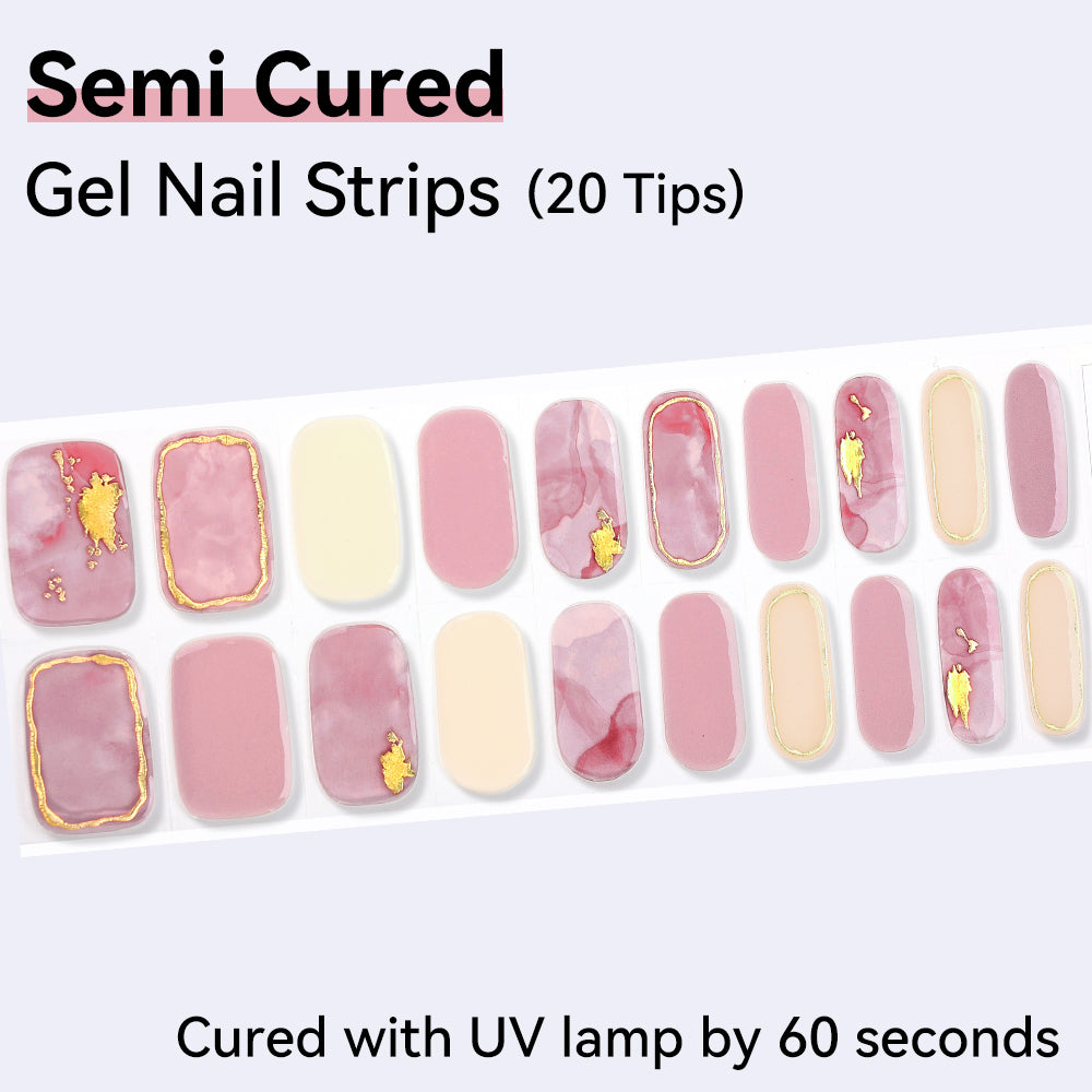 Marbling Pattern-Semi-cured Gel Nail Strips 20 Tips