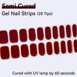 Solid Color-Semi-cured Gel Nail Strips 20 Tips